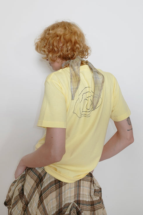 SHEER CHECK SCARF -YELLOW KHAKI-