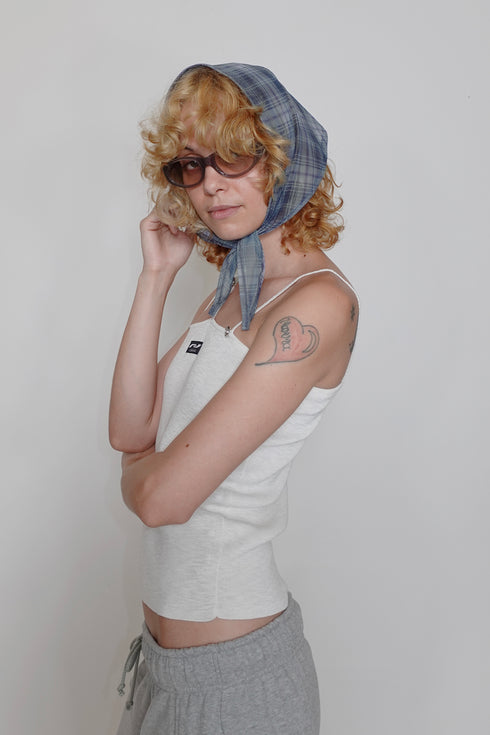 【RESTOCK】SHEER CHECK SCARF -BLUE-