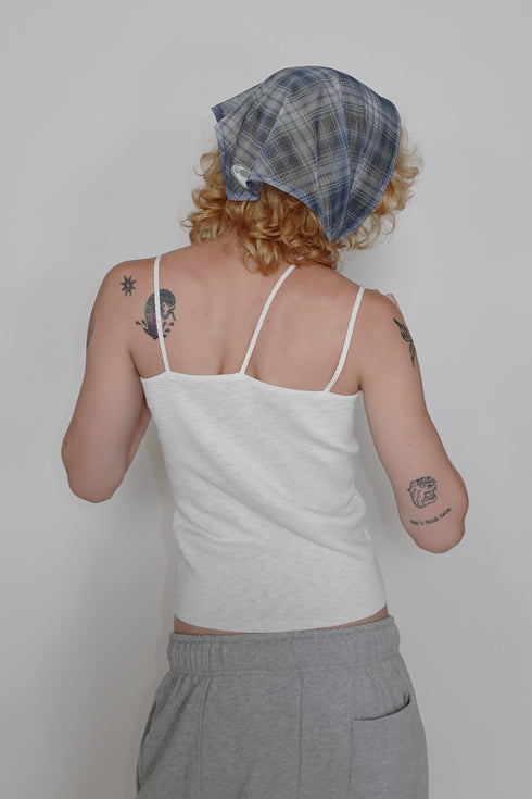 【RESTOCK】SHEER CHECK SCARF -BLUE-