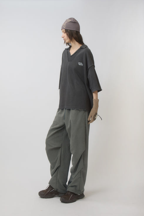 FADED STACK TUCK PANTS -KHAKI-