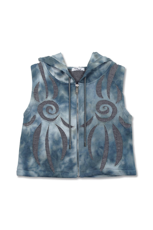 UNALOME SLEEVELESS HOODIE -TIE-DYE BLUE-