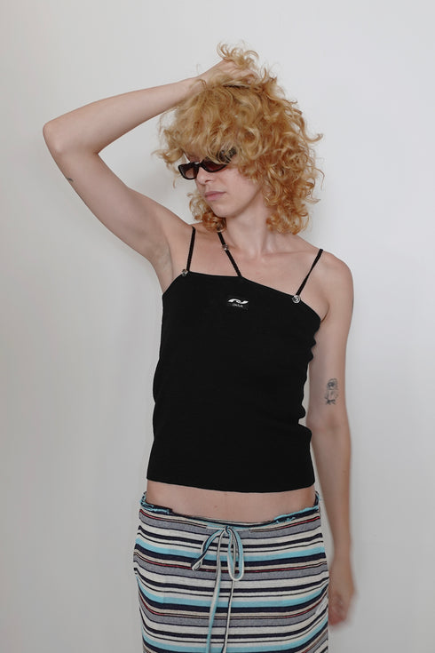 SPIRAL BUTTON THREE STRAP CAMISOLE -BLACK- *Last1