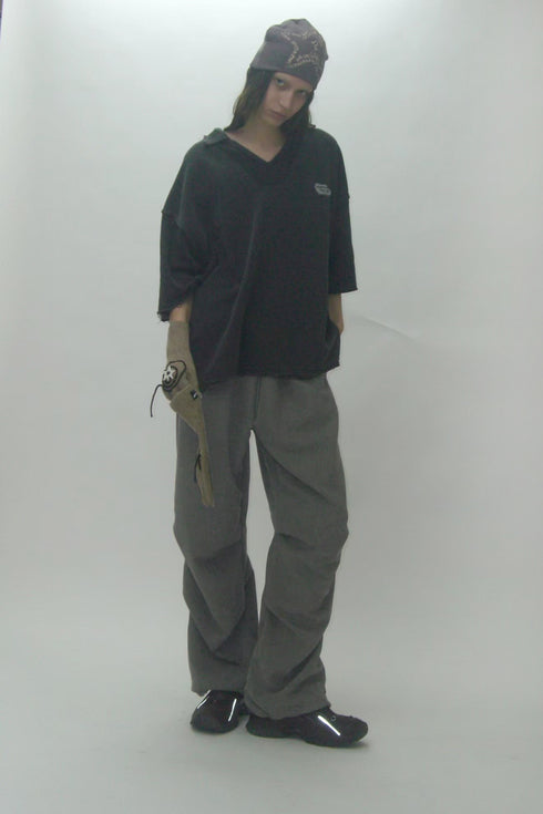 FADED STACK TUCK PANTS -KHAKI-