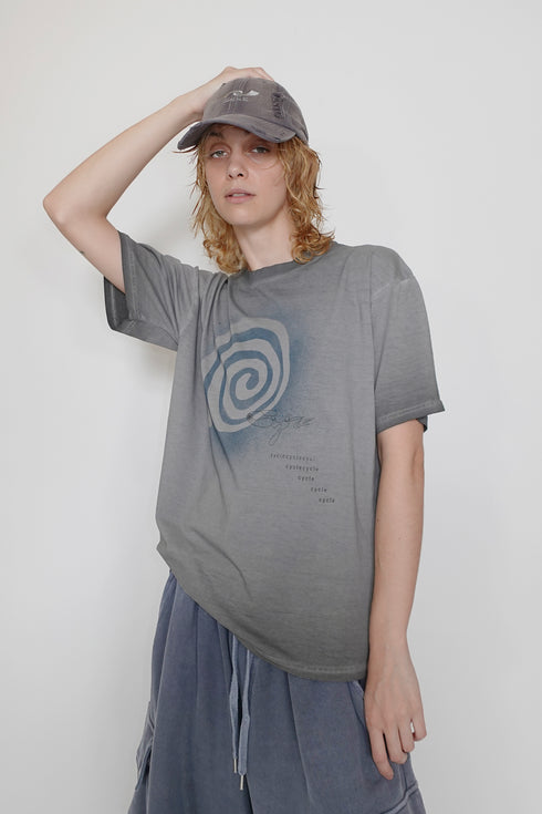 PAINTED SPIRAL WASHED TEE -CHARCOAL- *Last1