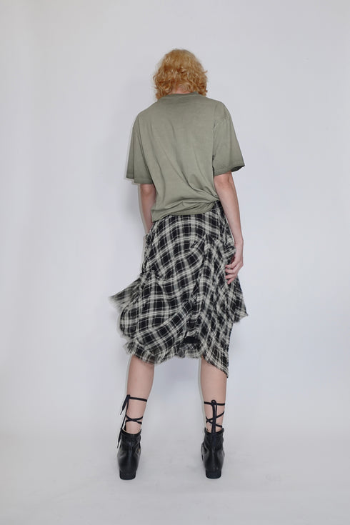 TARTAN CHECK TUCK SKIRT -BLACK-