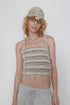 SUMMER KNIT BORDER TUBE TOP -BROWN MIX-