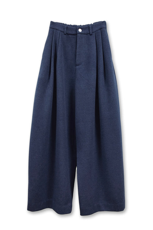 【PRE-ORDER】WOOL BALOON TUCK TROUSERS -NAVY-
