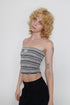 SUMMER KNIT BORDER TUBE TOP -BLACK MIX-
