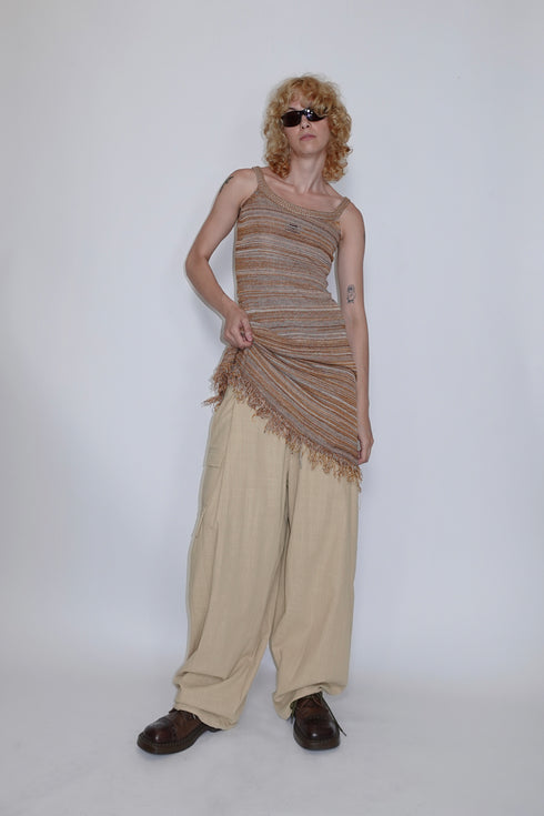 FRINGED SUMMER KNIT DRESS -CAMEL- *Last1