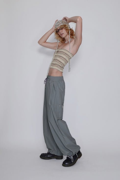 【RESTOCK】NYLON WIDE RIVET PANTS -SLATE CHARCOAL-