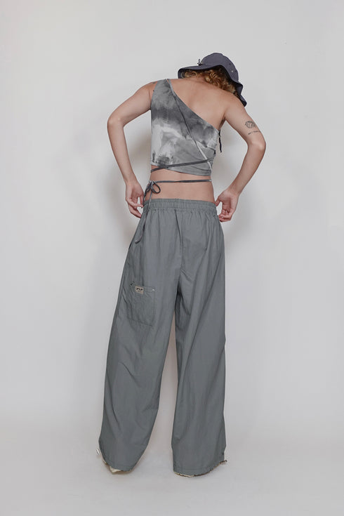 【RESTOCK】NYLON WIDE RIVET PANTS -SLATE CHARCOAL-