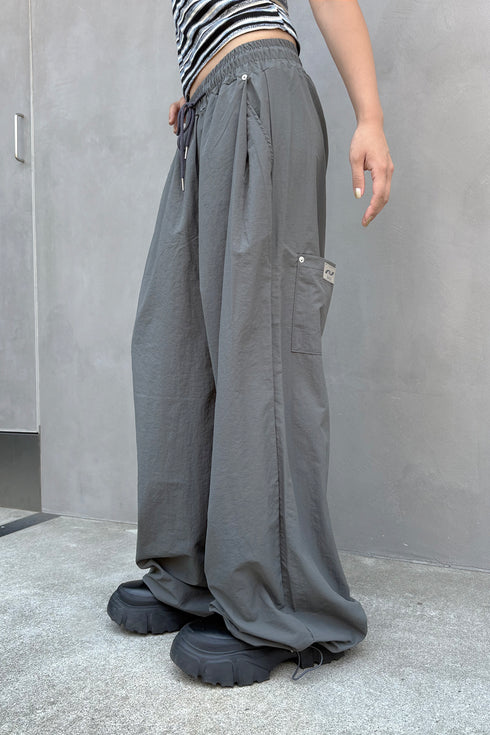 【RESTOCK】NYLON WIDE RIVET PANTS -SLATE CHARCOAL-