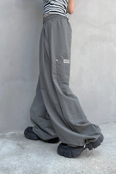 【RESTOCK】NYLON WIDE RIVET PANTS -SLATE CHARCOAL-