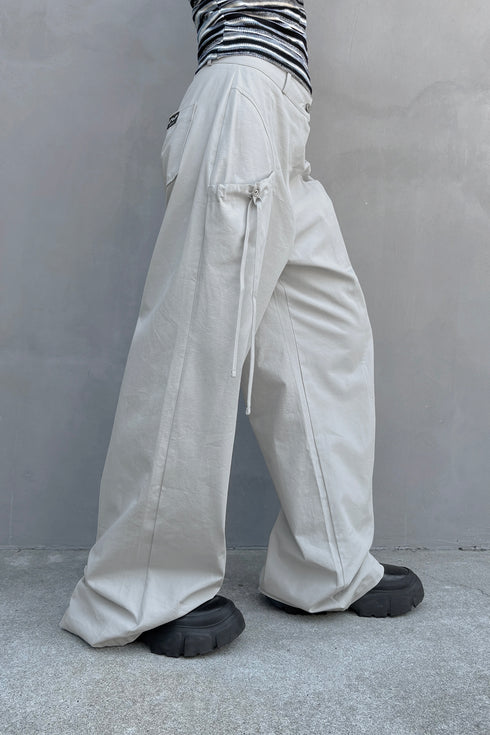 DRAW CODE SPIRAL BUTTON PANTS -ICE GRAY-