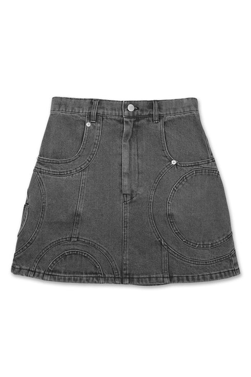 CIRCLE CUT-OUT MINI SKIRT -BLACK-