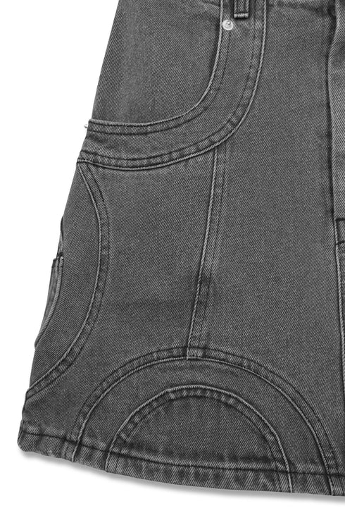 CIRCLE CUT-OUT MINI SKIRT -BLACK-