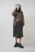 BEADED DRAWSTRING ZIP-UP HOODIE -BROWN-
