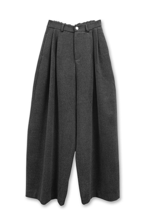 【PRE-ORDER】WOOL BALOON TUCK TROUSERS -CHARCOAL-