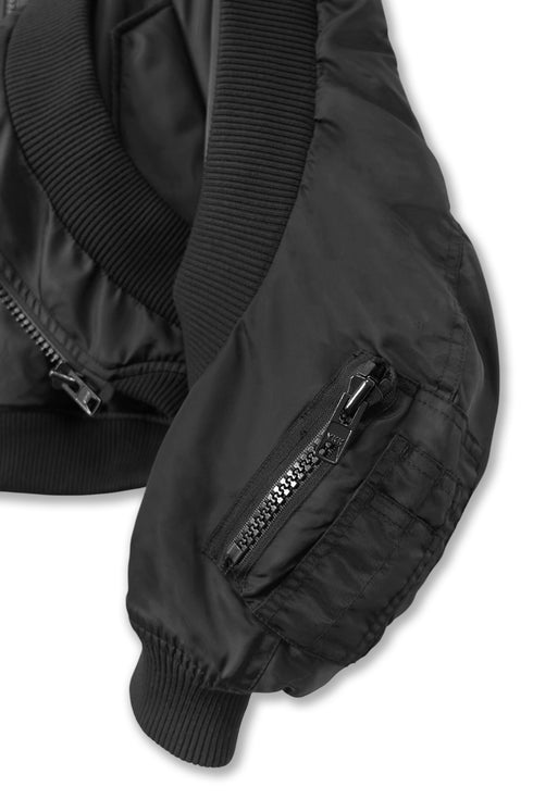 CIRCLE RIBBED NYLON MA-1 -BLACK-