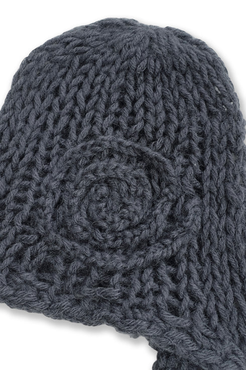Merbeau × Cycle HANDMADE SPIRAL WINTER BONNET -SLATE CHARCOAL- *Last1