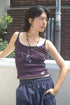 WARP STAR STRIPE CAMISOLE -BURGUNDY × NAVY-