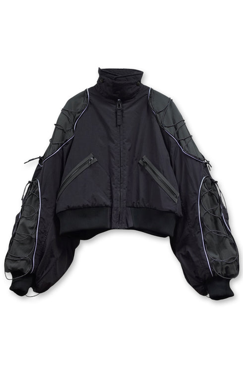 【PRE-ORDER】METAMORPHOSIS ECO FABRIC BOMBER JACKET -BLACK (BAMBOO CHARCOAL)-