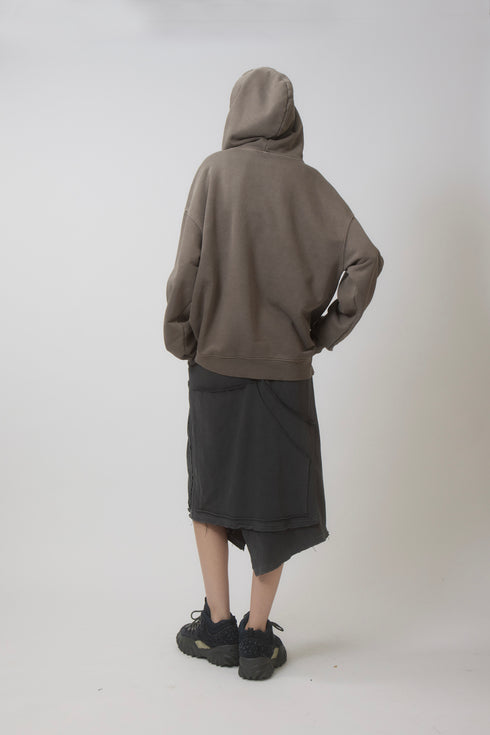【PRE-ORDER】WASHED CUT-OFF SWEAT SKIRT -CHARCOAL-