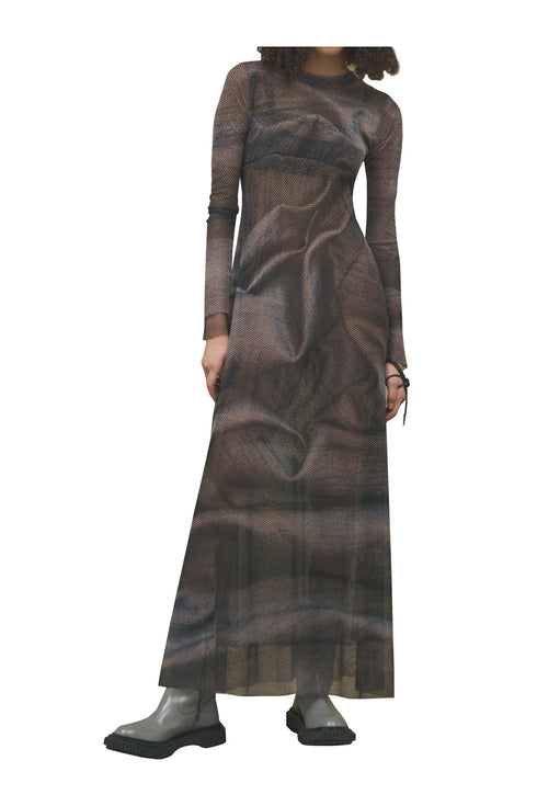 【RESTOCK】Scent × Cycle MESH MAXI DRESS -SILVER DENIM- *Last1