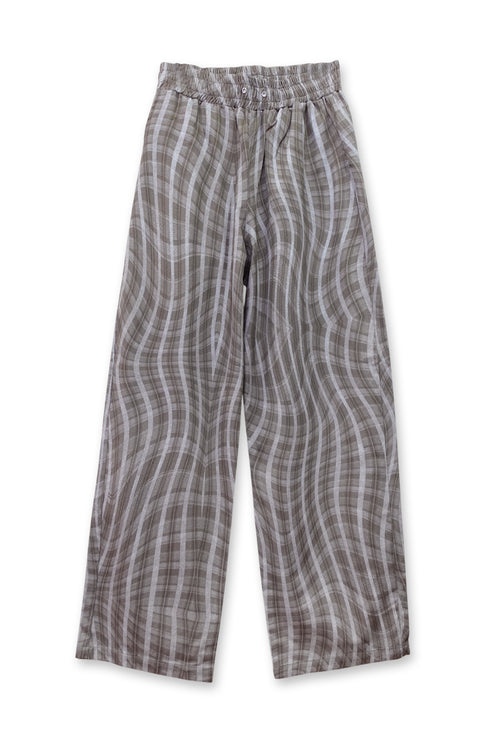 WAVY CHECK TROUSERS -BROWN MIX-