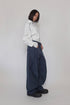 NYLON WIDE CURVED PANTS -NAVY-