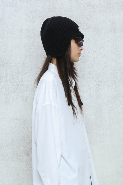 DRAW CODE FLIGHT KNIT CAP -BLACK-