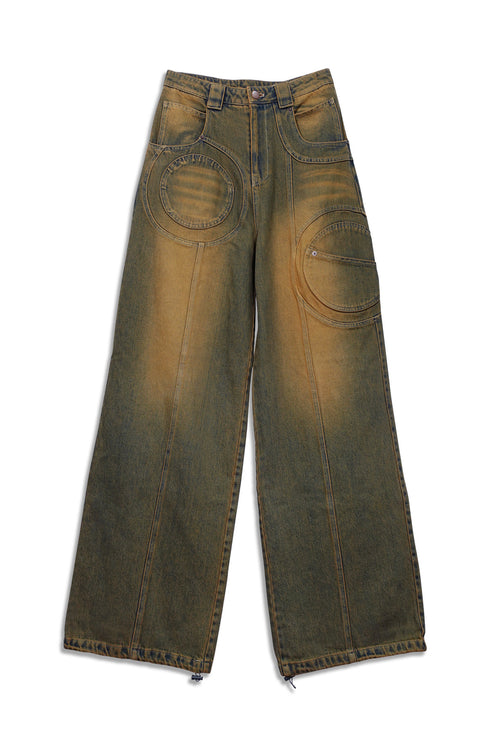 CIRCLE CUT-OUT WIDE PANTS -RUSTED BROWN- *Last1