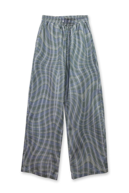 WAVY CHECK TROUSERS -BLUE MIX-
