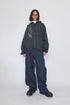 NYLON WIDE CURVED PANTS -NAVY-