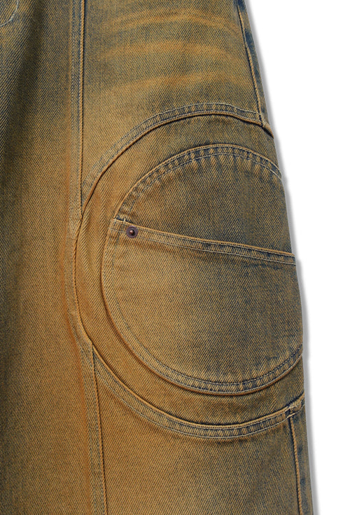 CIRCLE CUT-OUT WIDE PANTS -RUSTED BROWN- *Last1