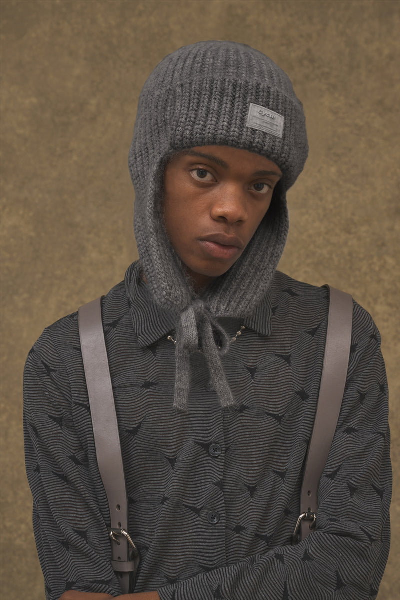 DRAW CODE MOHAIR KNIT CAP -CHARCOAL-