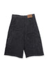 CIRCLE CUT-OUT WASHED HALF PANTS -BLACK DENIM-
