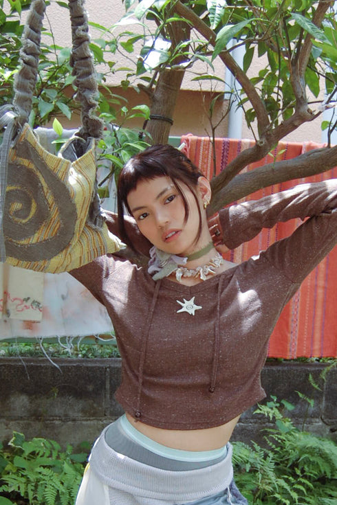 SEA STAR HOODED TOPS -BROWN-