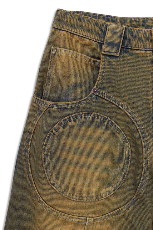 CIRCLE CUT-OUT WIDE PANTS -RUSTED BROWN- *Last1