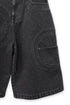 CIRCLE CUT-OUT WASHED HALF PANTS -BLACK DENIM-