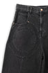 CIRCLE CUT-OUT WASHED HALF PANTS -BLACK DENIM-