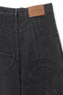 CIRCLE CUT-OUT WASHED HALF PANTS -BLACK DENIM-