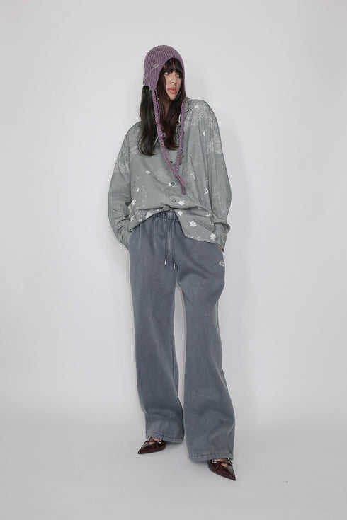 LOGO WASHED SWEAT PANTS -GRAYISH BLUE-