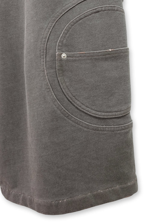 CIRCLE CUT-OUT WASHED HALF PANTS -BROWN SWEAT-