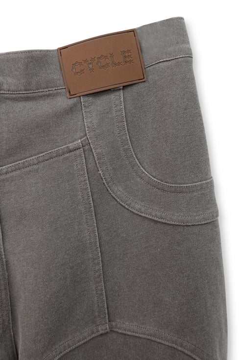 CIRCLE CUT-OUT WASHED HALF PANTS -BROWN SWEAT-