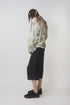 CIRCLE CUT-OUT WASHED HALF PANTS -BLACK DENIM-
