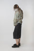 CIRCLE CUT-OUT WASHED HALF PANTS -BLACK DENIM-