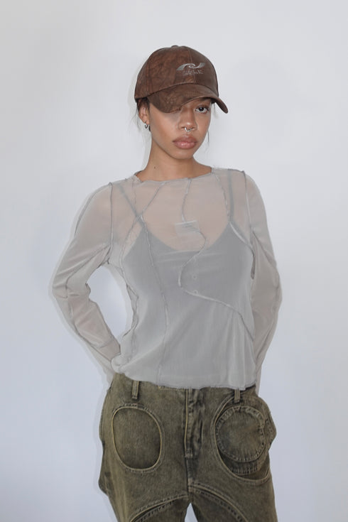 TEXTURED VEGAN LEATHER EMBROIDERY LOGO CAP *Last1