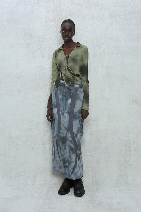 FLOWER DRAWSTRING TOPS -GREEN-