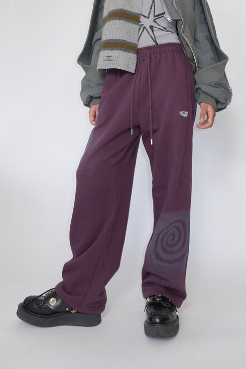 PAINTED SPIRAL SWEAT PANTS -BORDEAUX- *Last1